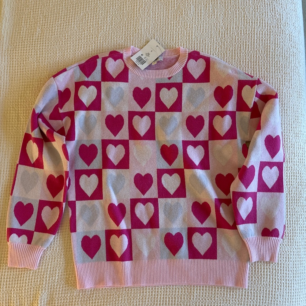 NWT pink heart sweater